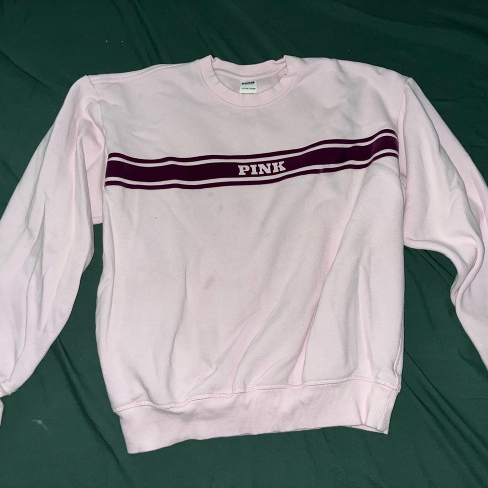 PINK Victoria's Secret Light Pink Sweater with Purple Stripe